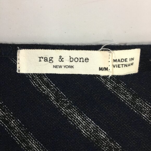 Rag & Bone Womens Top Size Medium Navy Striped V Neck Hudson Vee Long Sleeve - Picture 3 of 9